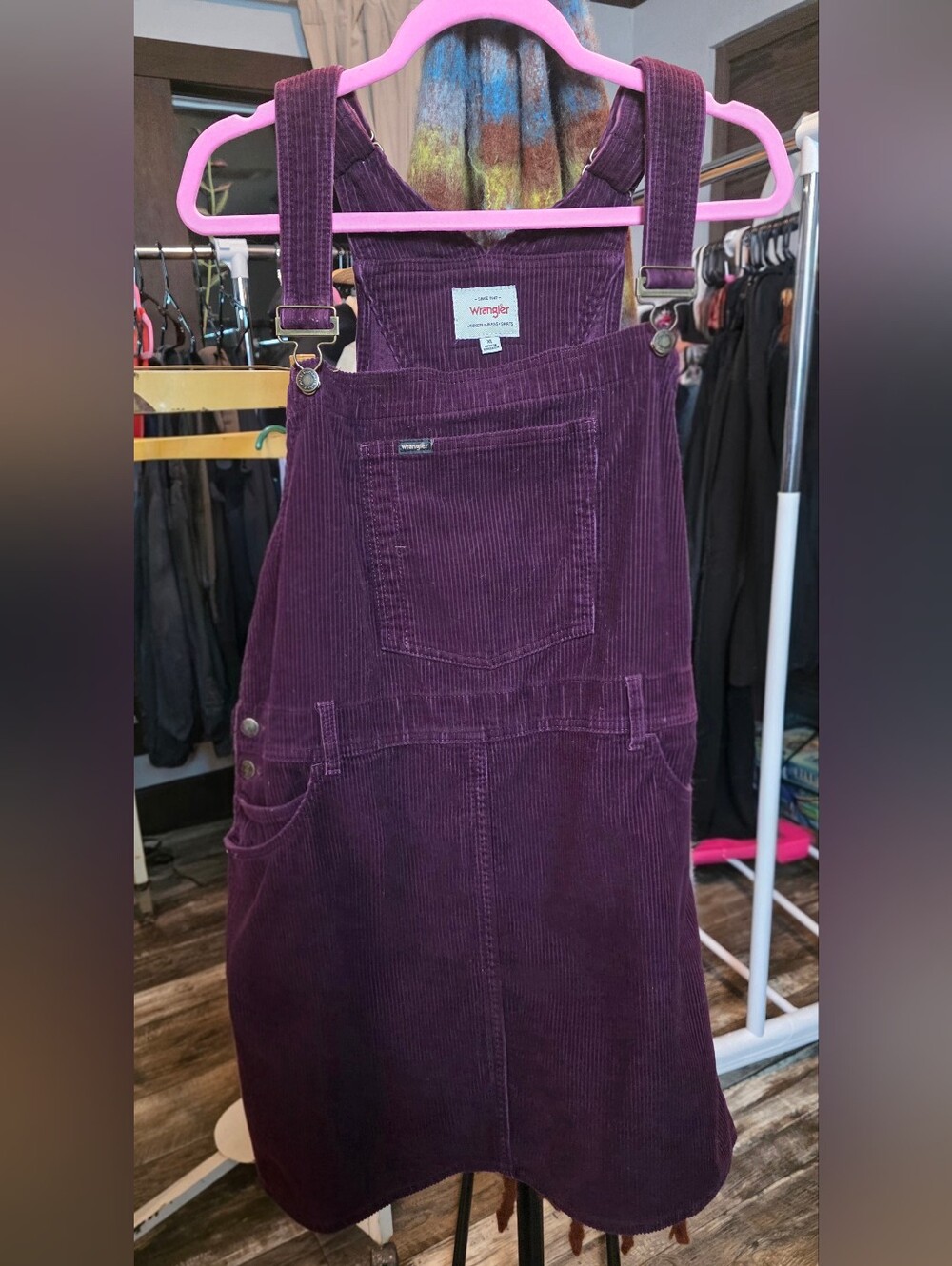 Wrangler Women's Corduroy Overall Dress in Plum XL